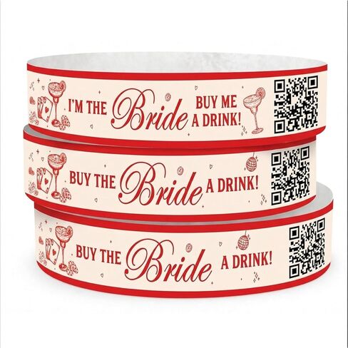 Andaz Press Custom Buy the Bride a Drink Wristbands with Personalized QR Code - 12-Pack Last Toast On The Coast Bachelorette Party Theme - 1 Bride & 11 Squad Waterproof Adhesive Bands in Kuwait