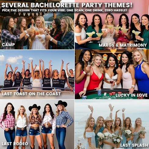 Andaz Press Custom Buy the Bride a Drink Wristbands with Personalized QR Code - 12-Pack Last Toast On The Coast Bachelorette Party Theme - 1 Bride & 11 Squad Waterproof Adhesive Bands in Kuwait