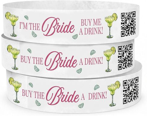 Andaz Press Custom Buy the Bride a Drink Wristbands with Personalized QR Code - 12-Pack Last Toast On The Coast Bachelorette Party Theme - 1 Bride & 11 Squad Waterproof Adhesive Bands in Kuwait
