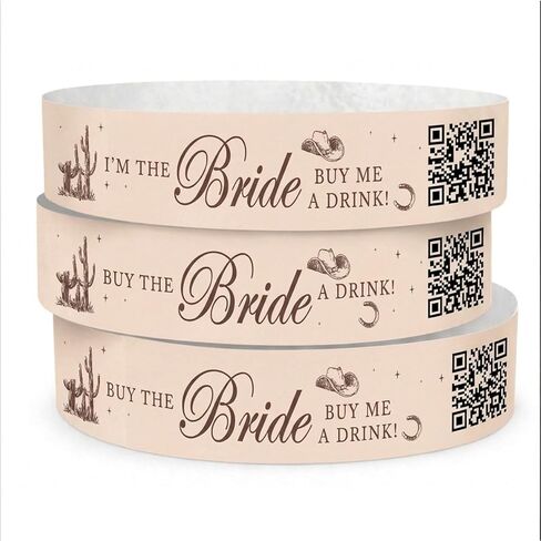Andaz Press Custom Buy the Bride a Drink Wristbands with Personalized QR Code - 12-Pack Last Toast On The Coast Bachelorette Party Theme - 1 Bride & 11 Squad Waterproof Adhesive Bands in Kuwait