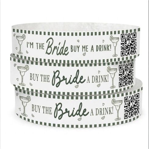 Andaz Press Custom Buy the Bride a Drink Wristbands with Personalized QR Code - 12-Pack Last Toast On The Coast Bachelorette Party Theme - 1 Bride & 11 Squad Waterproof Adhesive Bands in Kuwait