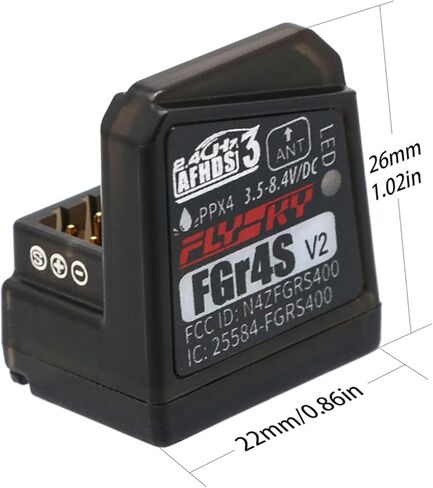 FGr4S V2 2.4GHz 4-Channel AFHDS 3 Receiver - Compatible with Noble NB4 & PL18 Series - Built-in Antenna PWM/PPM/i-Bus/S.Bus Output for RC Car & Boat in Saudi Arabia