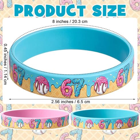Tondiamo 36 Pcs Baseball/Softball Ice Cream Drip Silicone Bracelet 67 Sport Wristband Baseball/Softball Six Seven Silicone Bracelet for Summer Sport Teams Party Supplies 6 7 Party Favors Gift in Kuwait