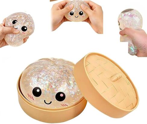 Glitter Dumpling, NEW Glitter Dumpling Squishy Box, Dumplings Squishy, Anxiety Relief Fidget, Soft Squeeze Decompression Dough (Style A) in Saudi Arabia