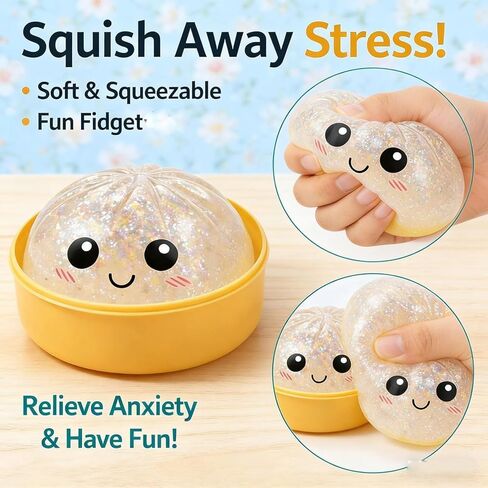 Glitter Dumpling, NEW Glitter Dumpling Squishy Box, Dumplings Squishy, Anxiety Relief Fidget, Soft Squeeze Decompression Dough (Style A) in Saudi Arabia