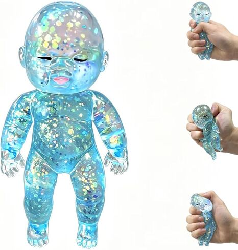 Shiny Baby Doll Soft Rubber Stress Relief Toy – Glowing Stress Ball – Cute Maltose Doll – Stress Relief Toy for Teens and Adults; Party Gift; Soft Toy for Anxiety Relief (Pink) in Saudi Arabia