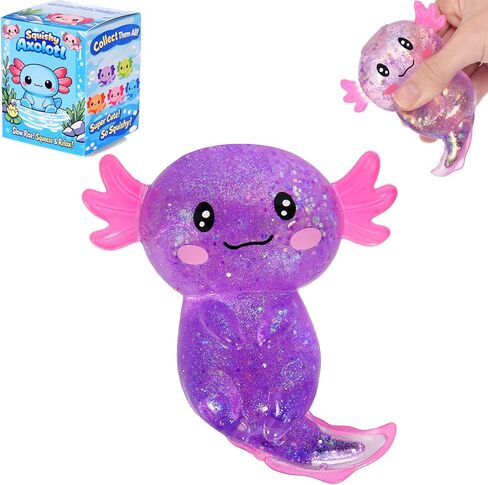 Axolotl Squishy Stress Ball, Soft TPR Slow Rising Squeeze Toy, Cute Axolotl Fidget Toy for Stress Relief, Anxiety Calming Sensory Toy for Kids Adults(Green Long Tail Axolotl) in Saudi Arabia