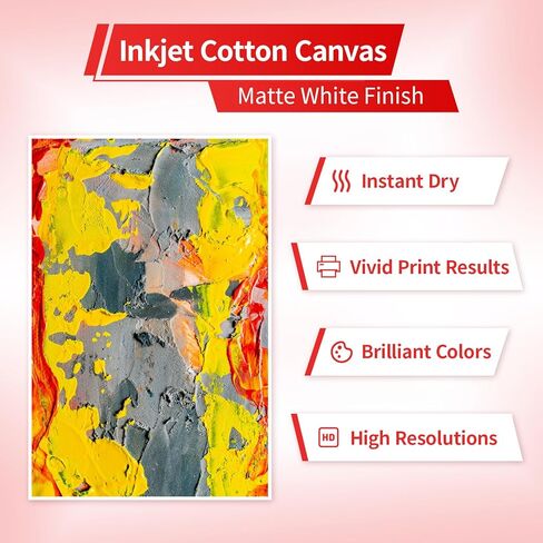 350g Premium Printable Cotton Fabric Sheets for Inkjet Printer - 8.5x11 Inch, 5 Sheets Sample Package,100% Real Cotton Canvas with Matte Finish for Photo Printing,Craft Projects (5) in Saudi Arabia