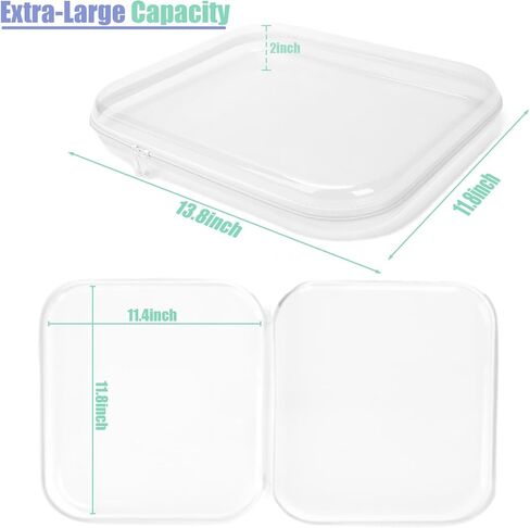 3 Pack Extra Large Clear Board Game Storage Hard Shell Case with Zipper, Organizer Set with Stickers for Card Decks Puzzle Magazine Comic Book Documents a4 Paper and Craft, 13.8 × 11.8 in in Kuwait