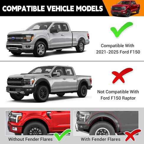 TPE Fender Flare متوافق مع 2021-2025 Ford F150 Wheel Fender Flares Edge Trim Protector Mud Flaps Trim for 2024 F150 Accessories (استبعاد Raptor & Lightning) in Kuwait