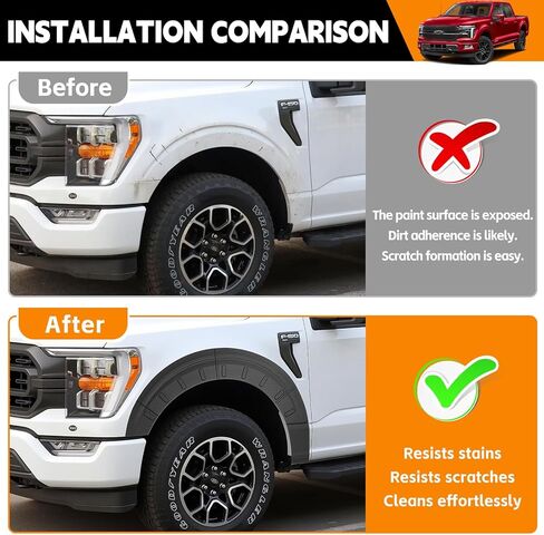 TPE Fender Flare متوافق مع 2021-2025 Ford F150 Wheel Fender Flares Edge Trim Protector Mud Flaps Trim for 2024 F150 Accessories (استبعاد Raptor & Lightning) in Kuwait