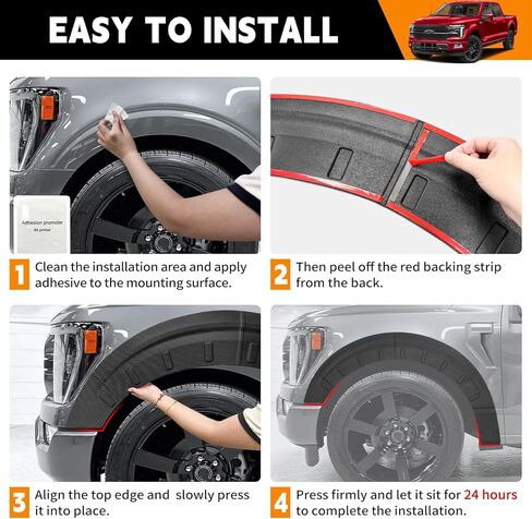 TPE Fender Flare متوافق مع 2021-2025 Ford F150 Wheel Fender Flares Edge Trim Protector Mud Flaps Trim for 2024 F150 Accessories (استبعاد Raptor & Lightning) in Kuwait