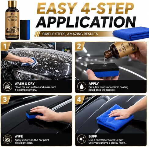 طقم طلاء سيراميك السيارة، تلميع السيارة سريع اللمعان لمدة 3 دقائق، طلاء الجرافين للسيارات، استعادة الطلاء الكاره للماء، إصلاح الخدوش ولمسة نهائية مرآة، طقم تفصيل تلقائي مع إسفنجة ومنشفة (1) in Kuwait