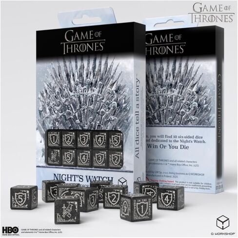 Q-Workshop, Game of Thrones Nights Watch 10xD6 Dice - for Ages 14 and Up in Kuwait