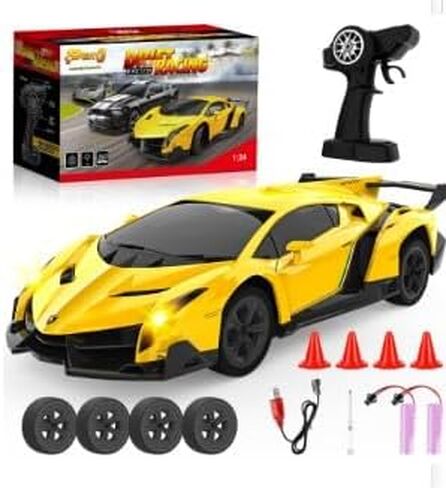 1:24 Licensed Lamborghini Remote Control Cars - 2.4 GHz RC Cars with 4 Drift Tires and Road Blocks, Toys for Boys Age 5 Years Old +, Birthday Gifts for Kids in Saudi Arabia