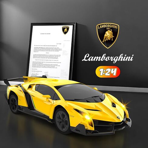 1:24 Licensed Lamborghini Remote Control Cars - 2.4 GHz RC Cars with 4 Drift Tires and Road Blocks, Toys for Boys Age 5 Years Old +, Birthday Gifts for Kids in Saudi Arabia