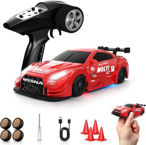 1/43 Mini RC Drift Car with Gyro, 2.4GHz Full Proportional RC Car, 20KM/H Professional High Speed Remote Control Car with Lights, Desktop Drift Car Racing Toy Gifts to Adults Kids Boys in Saudi Arabia