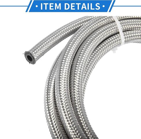 15 قدم 12AN خرطوم الوقود AN12 3/4 "، مضفر CPE زيت الوقود خط الغاز العالمي للسيارة دائم الفولاذ المقاوم للصدأ الفضة لهجة in Kuwait