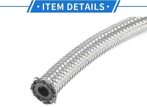 15 قدم 12AN خرطوم الوقود AN12 3/4 "، مضفر CPE زيت الوقود خط الغاز العالمي للسيارة دائم الفولاذ المقاوم للصدأ الفضة لهجة in Kuwait