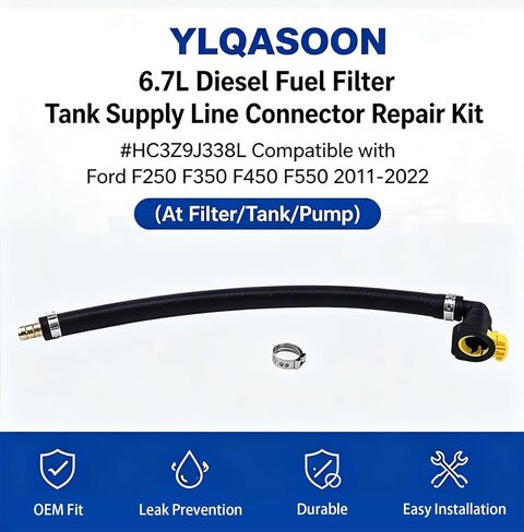 طقم إصلاح موصل خط إمداد خزان فلتر وقود الديزل 6.7 لتر #HC3Z9J338L متوافق مع Ford F250 F350 F450 F550 2011-2022 (في الفلتر/الخزان/المضخة) in Kuwait