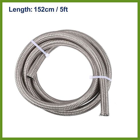 5ft 6AN خرطوم الوقود AN6 العالمي سيارة مضفر الفولاذ المقاوم للصدأ CPE النفط الوقود الغاز خط خرطوم الفضة لهجة مكونات السيارة in Kuwait