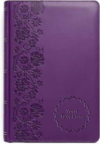 Personalized NKJV Reference Bible, Custom Name Text & Design, New King James Version, Large Print, Red Letter, Cross References, Faux Leather Purple, Baptism Confirmation Gift in Kuwait