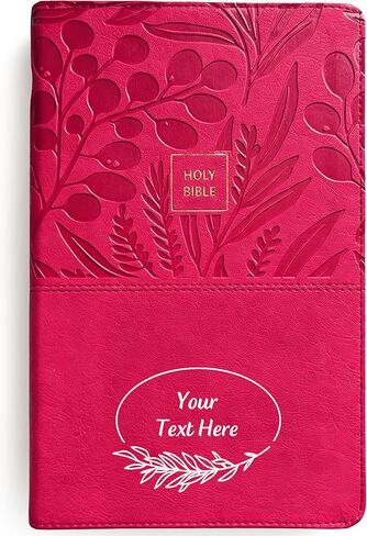 Personalized NKJV Reference Bible, Custom Name Text & Design, New King James Version, Large Print, Red Letter, Cross References, Faux Leather Purple, Baptism Confirmation Gift in Kuwait