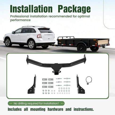 وصلة مقطورة ALMULOO مقاس 2 بوصة من الفئة 3 متوافقة مع وصلة سحب المقطورة 2007-2015 Lincoln MKX 2007-2014 Ford Edge باللون الأسود in Kuwait