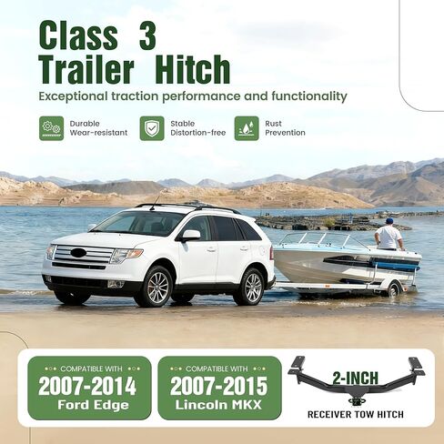 وصلة مقطورة ALMULOO مقاس 2 بوصة من الفئة 3 متوافقة مع وصلة سحب المقطورة 2007-2015 Lincoln MKX 2007-2014 Ford Edge باللون الأسود in Kuwait