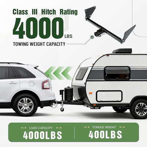 وصلة مقطورة ALMULOO مقاس 2 بوصة من الفئة 3 متوافقة مع وصلة سحب المقطورة 2007-2015 Lincoln MKX 2007-2014 Ford Edge باللون الأسود in Kuwait