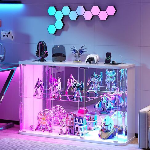 خزانة عرض زجاجية من Dystler مقاس 71 بوصة مع أبواب، وخزانة RGB Curio مع مصابيح LED للمقتنيات، وحقيبة عرض مع رف قابل للتعديل، أسود in Kuwait