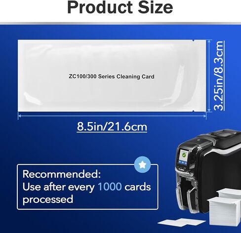 5 قطع 105999-311 بطاقة تنظيف لـ Zebra ZC100 ZC300، مجموعة تنظيف طابعة بطاقة الهوية للاستخدام الواحد تناسب Zebra ZC100 ZC150 ZC300 ZC350 in Kuwait