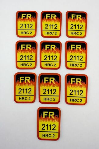 FR Replacement Patch Iron-On Flame Resistant Tags, HRC2 2112, Pack of 10 (Black Silver) in Kuwait