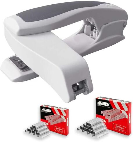 Heavy Duty Stapler, 25 Sheet Capacity Full Strip Desk Stapler, No-Jam & Non-Slip Design for Office and Classroom Use, Includes Staples, White in Saudi Arabia