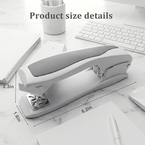 Heavy Duty Stapler, 25 Sheet Capacity Full Strip Desk Stapler, No-Jam & Non-Slip Design for Office and Classroom Use, Includes Staples, White in Saudi Arabia