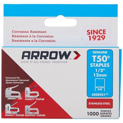 دبابيس للأغراض العامة من Arrow Fastener 508SS1 - من الفولاذ المقاوم للصدأ، متوافقة مع دباسة T50 - 1/2 بوصة T50 in Kuwait