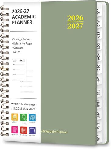 مخطط 2026-2027، مخطط تقويم أسبوعي وشهري أكاديمي، يوليو 2026 - يونيو 2027، كتاب جدول أعمال التخطيط بغلاف مقوى لملحقات المكتب واللوازم المدرسية - مقاس A5 (6.3 بوصة × 8.5 بوصة) in Kuwait