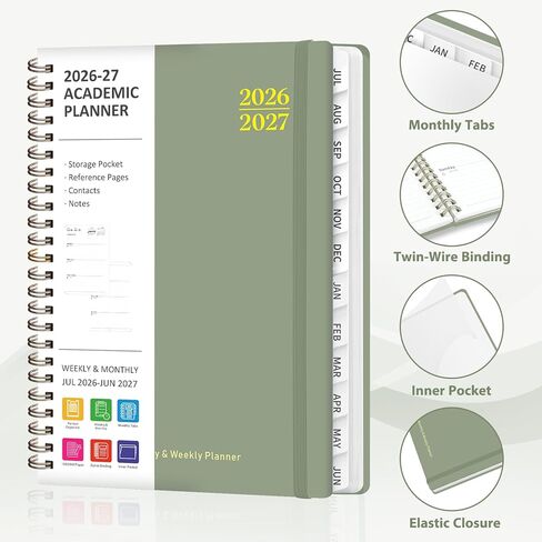 مخطط 2026-2027، مخطط تقويم أسبوعي وشهري أكاديمي، يوليو 2026 - يونيو 2027، كتاب جدول أعمال التخطيط بغلاف مقوى لملحقات المكتب واللوازم المدرسية - مقاس A5 (6.3 بوصة × 8.5 بوصة) in Kuwait