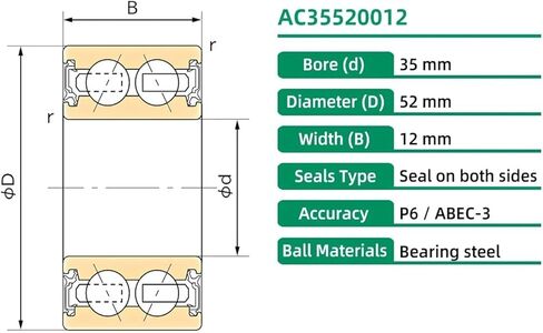 1 قطعة AC35520012 35X52X12 35BD5212 ACB35X52X12 محمل تكييف الهواء للسيارات in Kuwait