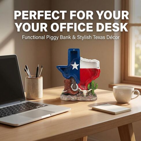 Texas Souvenir, Texas Piggy Bank - Texas State Design with Cowboy Boot, Horse Shoe & Cactus Western Decor for Desk & Home, Texas Gifts for Man or Woman. in Saudi Arabia