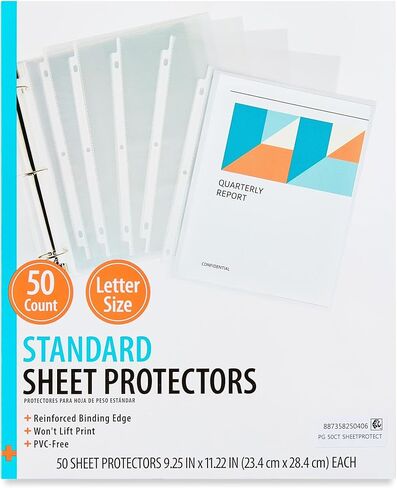 Standard Sheet Protectors 50 Sheets, 8.5" x 11"(100) in Saudi Arabia