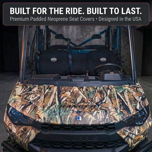 Padded Neoprene Seat Covers Compatible with Polaris Ranger 570 Full-Size, 800, SP 570 (2011-2026) Full Bench 2pc UTV Set, Black in Saudi Arabia