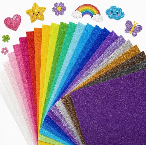 40 Sheets 20 Colors Glitter Cardstock, A4 Cardstock Paper, Premium Cardstock for Cricut, Sparkly Paper Card Making, Sparkly Scrapbook Supplies for DIY Project, 250 GSM (8.27 x 11.69 IN) in Saudi Arabia