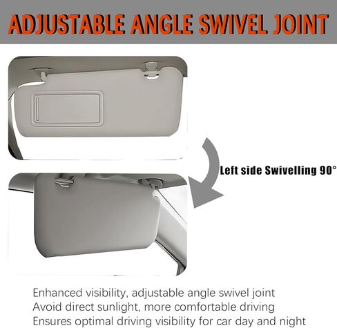 Sun Visor for 2014-2018 Mazda 3 Mazda 6 Left Driver & Right Passenger Side SunVisor for Mazda 3 BM/BN Mazda 6 GJ 2014-2017 2018 with Mirror Sun Protection Shade Sunshade-Gray(Without Light) in Kuwait
