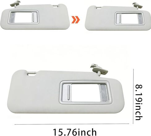 Sun Visor for 2014-2018 Mazda 3 Mazda 6 Left Driver & Right Passenger Side SunVisor for Mazda 3 BM/BN Mazda 6 GJ 2014-2017 2018 with Mirror Sun Protection Shade Sunshade-Gray(Without Light) in Kuwait