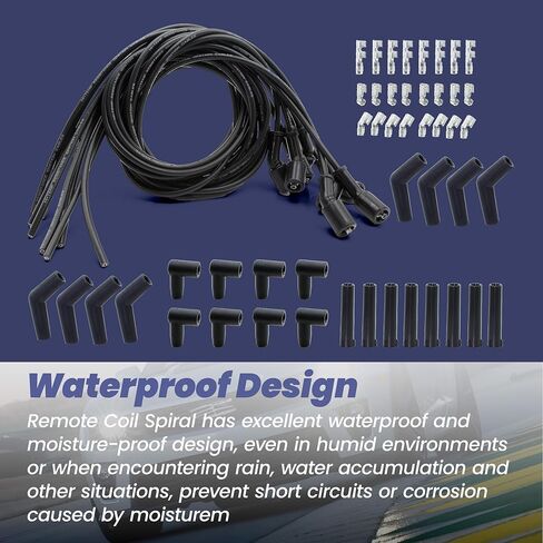 5FT Spark Plug Wire Coil Spiral w/Straight 90 135 Degree Boots Fit for LS1 LS3 LC9 LY6 LH8 LM7 LMG LR4 LQ4 LS6 L59 LQ9 LM4 L33 LS2 GLS3 LZ1 L76 L99 L96 All Gen2 3 4 5 LS LT Engine Replace 551083, 8Pcs in Kuwait