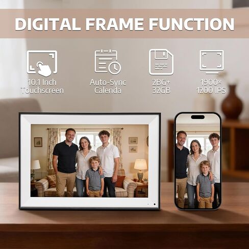 إطار تقويم رقمي ذكي بشاشة لمس IPS مقاس 10.1 بوصة من OFFNOVA، مخطط عائلي بدقة 1920x1200 FHD، مزامنة تقويم WiFi لـ Google/iCloud/Outlook، عرض شرائح الصور وإدارة المهام in Kuwait