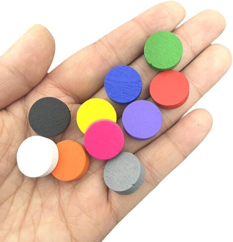 15mm Wood Disc (200pcs) 10colors for Board Game Component ,Round Wooden Circle Discs Token or Game DIY in Kuwait