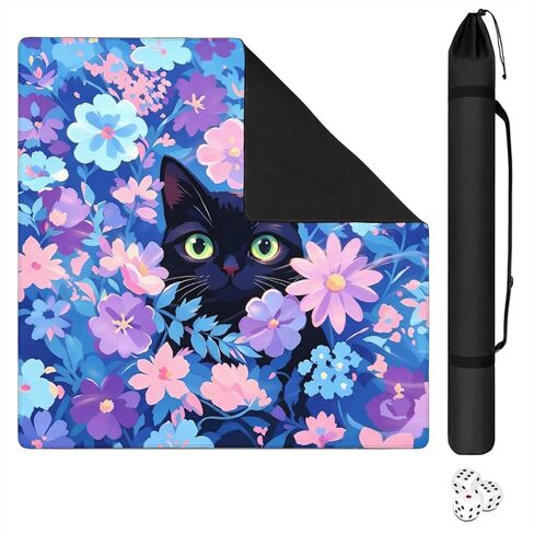 Blue Mahjong Mat for Table, 31.5*31.5in Anti Slip American Mahjong Table Cloth, Noise Reduction, Neoprene Mah jongg Mat with Carrying Bag & 3 Dices, Mahjong Set Gift for Board Tile Games Mats, Peacock in Saudi Arabia
