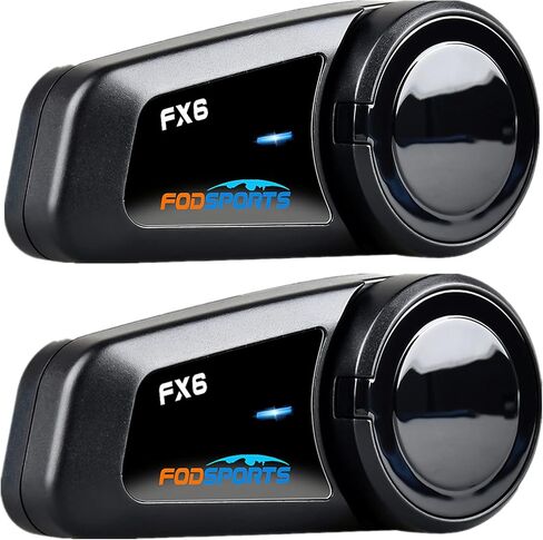 Fodsports FX6 Motorcycle Bluetooth Headset, 6 Riders Group Motorcycle Intercom Bluetooth, 1000M Motorbike Helmet Communication Systems/Voice Command/Universal Pairing/FM Radio(2 Pack) in Saudi Arabia